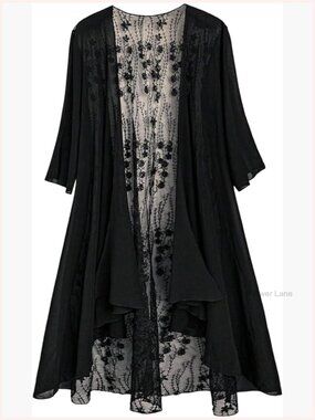 Plus Size Lace Mesh Sheer Blouse 3/4 Sleeve Tunic Top